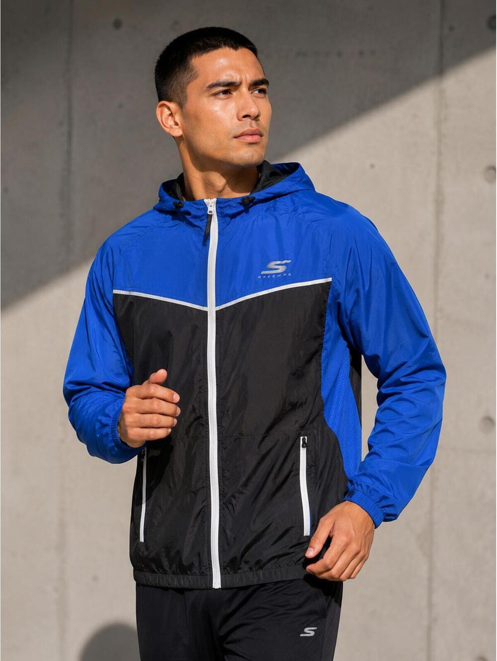 Skechers Lightweight Running Windbreaker Jacket Men’s Size XL Blue Black